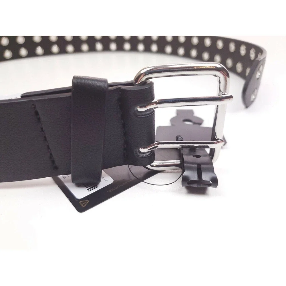 Forever 21 Faux Black Leather Double Grommet Hip Belt Size S/M